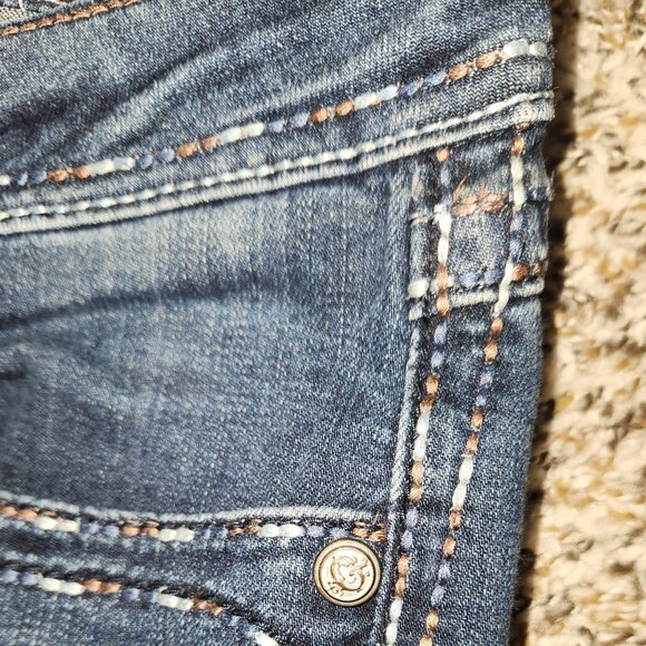 Grace in LA Women’s Bootcut Jeans Size 30 | Thick Stitch Bling Flap Pockets Dark - Picture 6 of 15